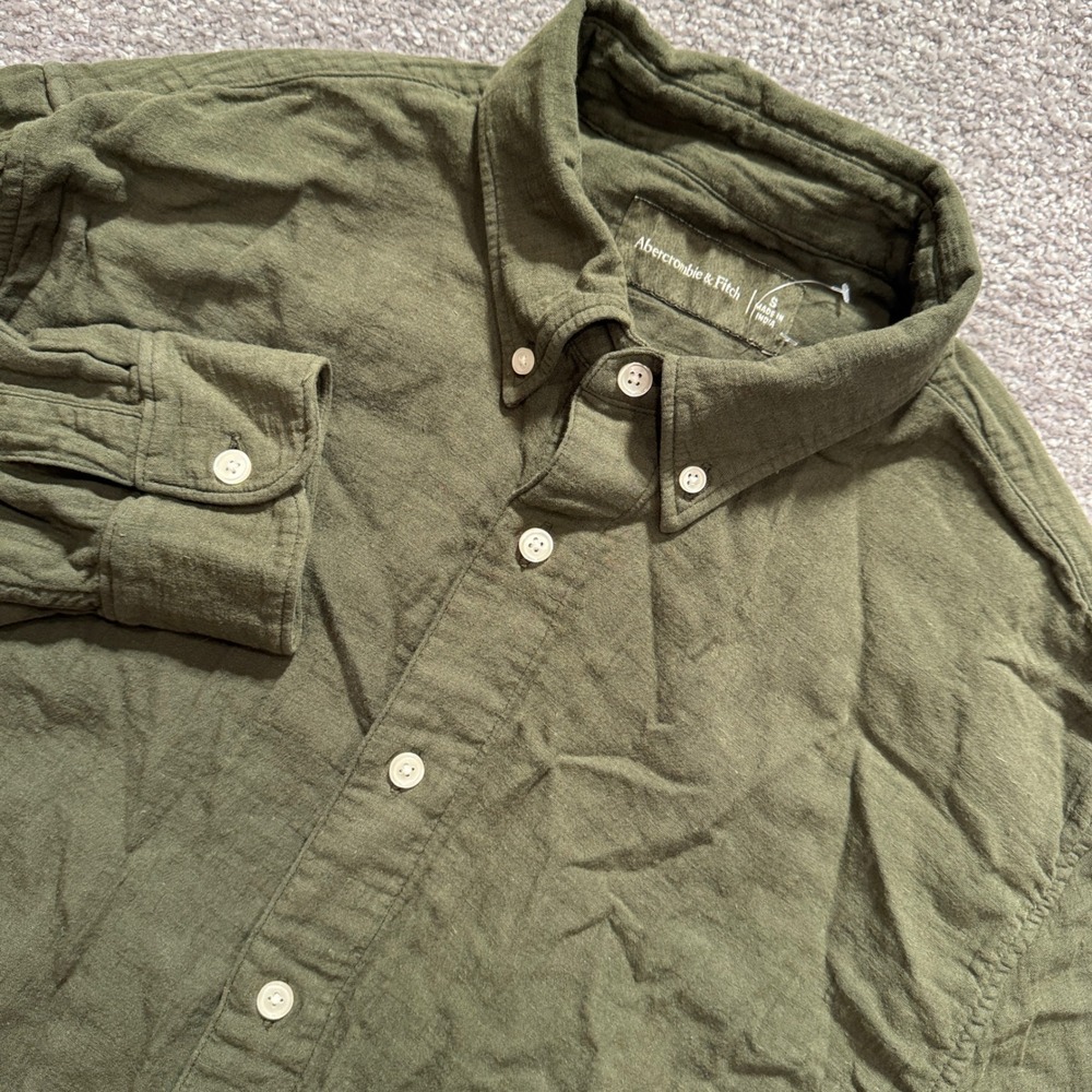 Abercrombie & Fitch Shirt Mens Small Green Cotton Linen Coastal Outdoor Vacation